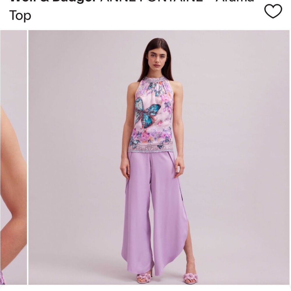 Anne Fontaine Floral Butterfly Print Sleeveless Top